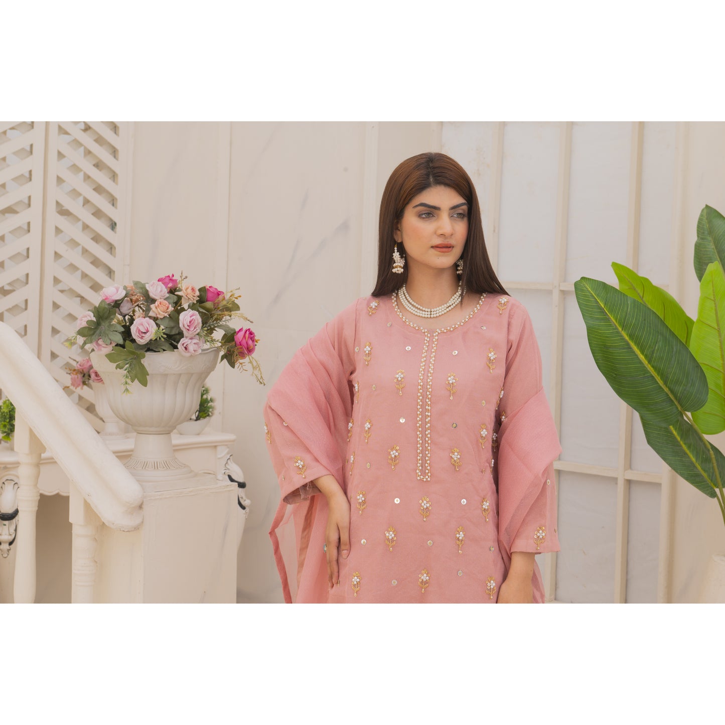 Handmade Neckline Stitched 3-pc