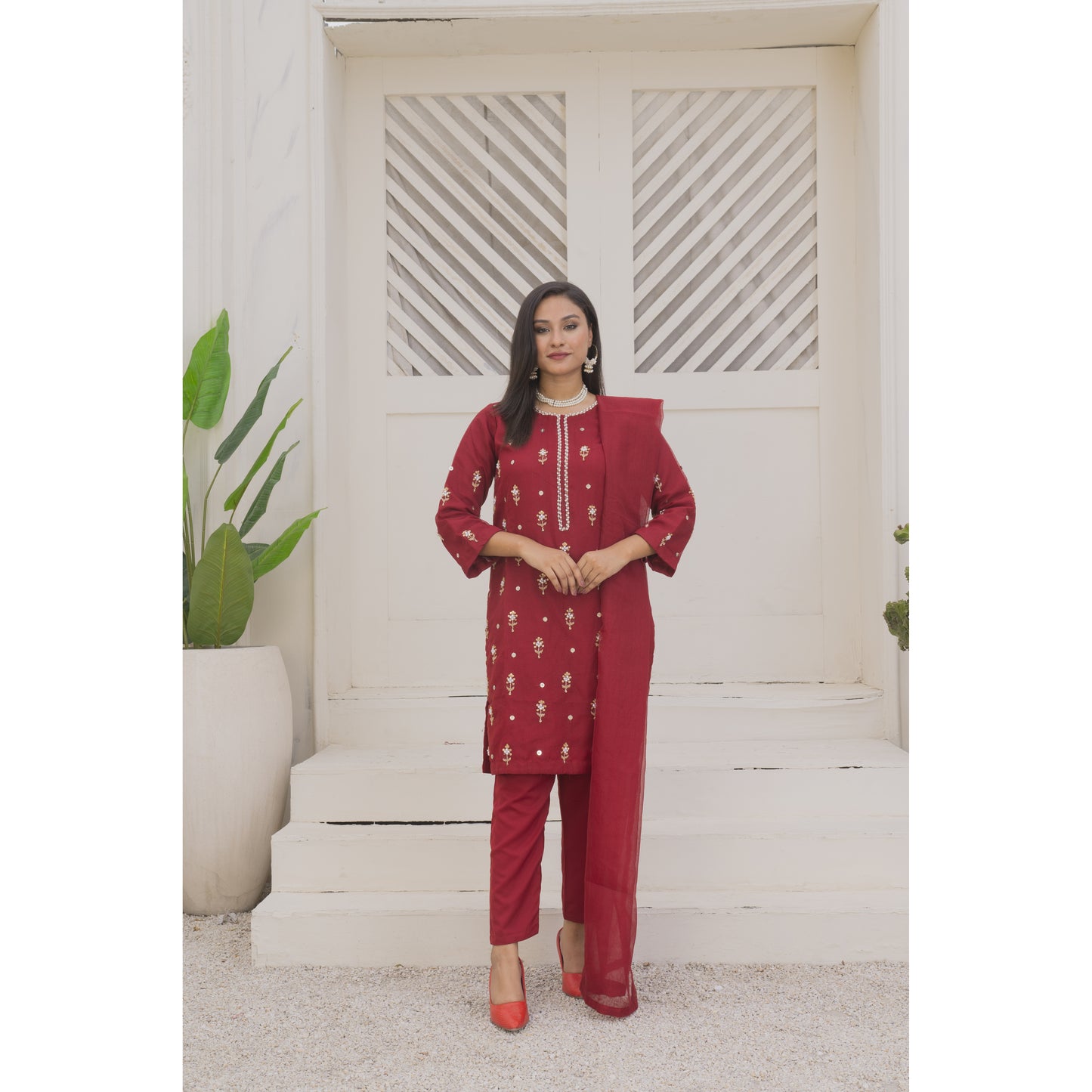 Handmade Neckline Stitched 3-pc