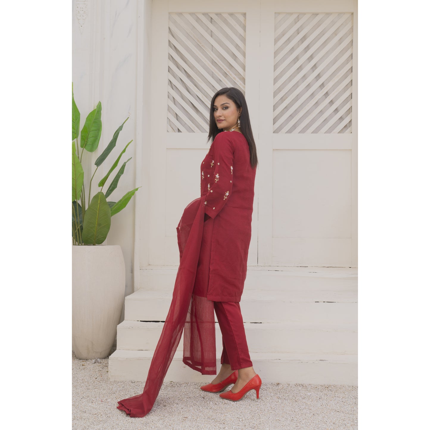 Handmade Neckline Stitched 3-pc