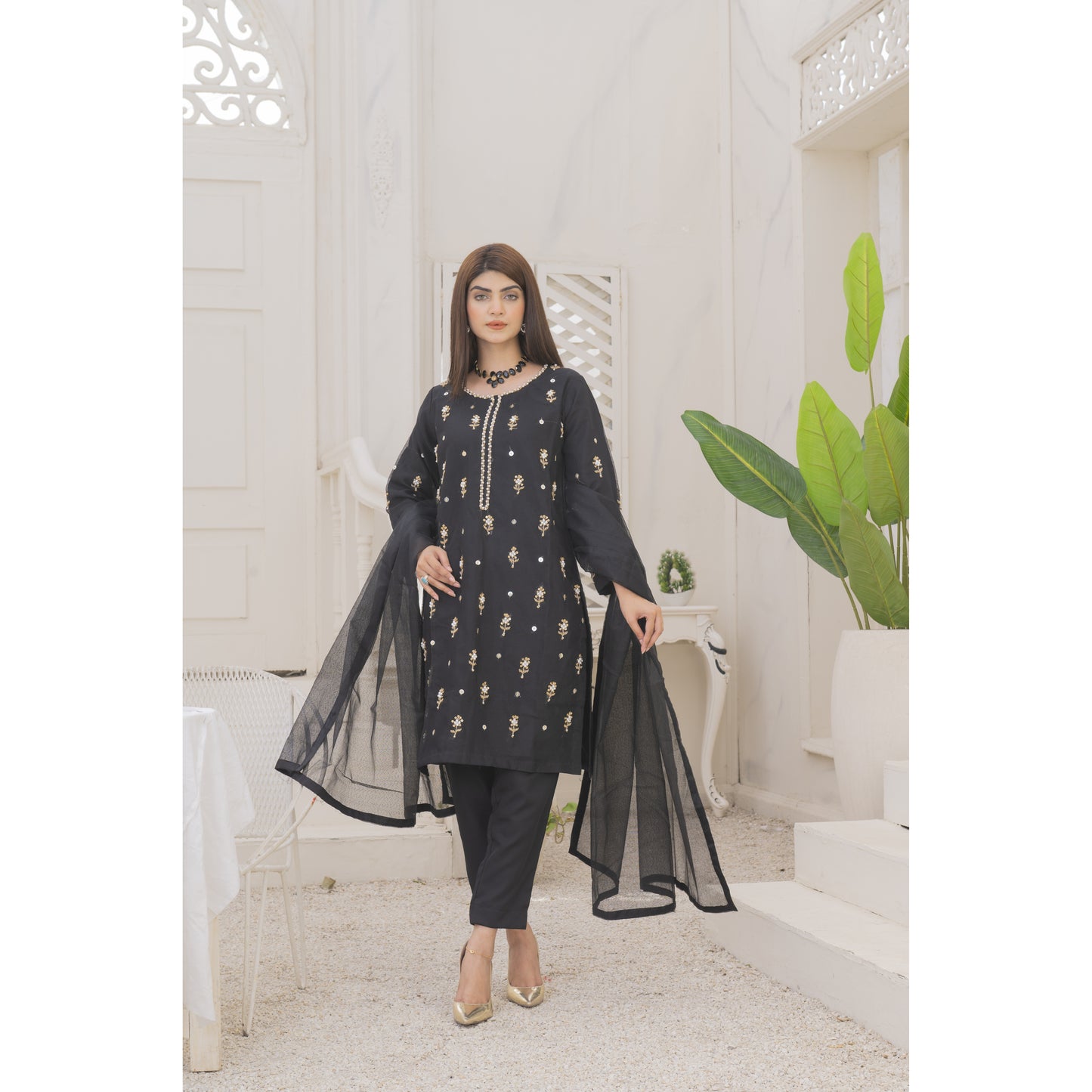 Handmade Neckline Stitched 3-pc