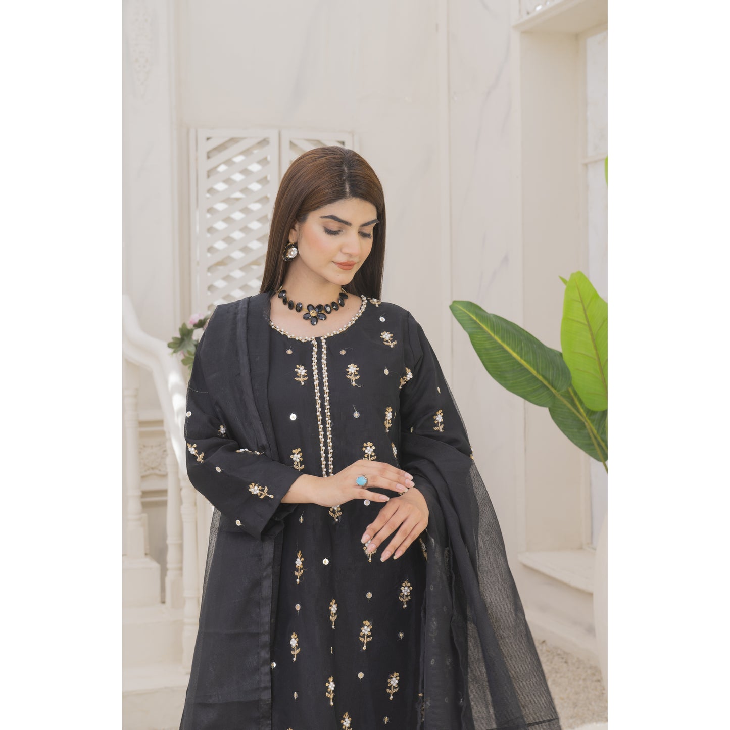 Handmade Neckline Stitched 3-pc