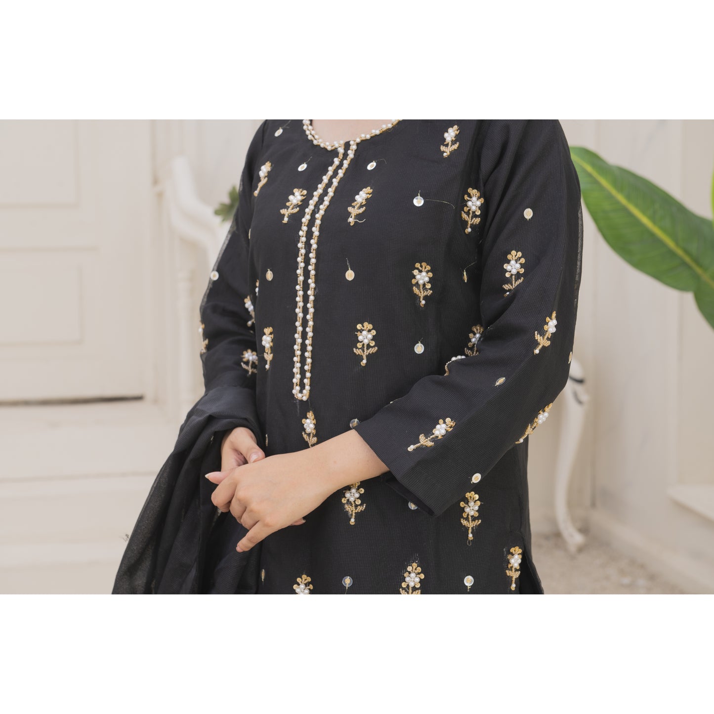 Handmade Neckline Stitched 3-pc
