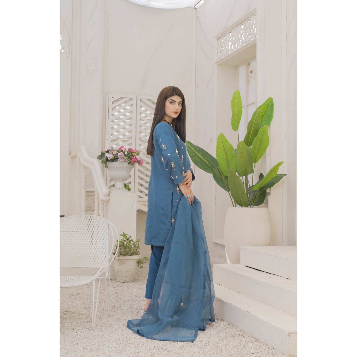 Handmade Neckline Stitched 3-pc