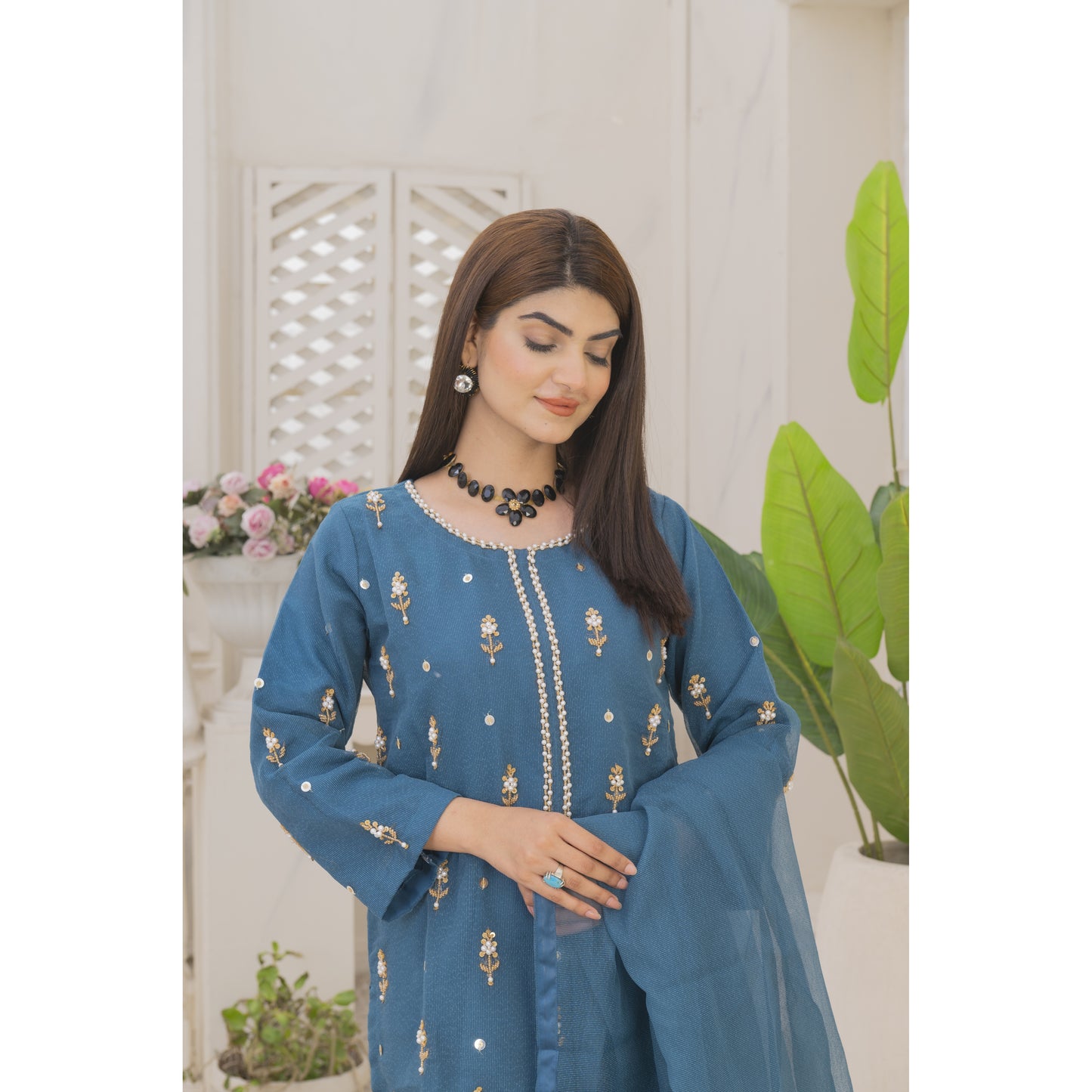 Handmade Neckline Stitched 3-pc