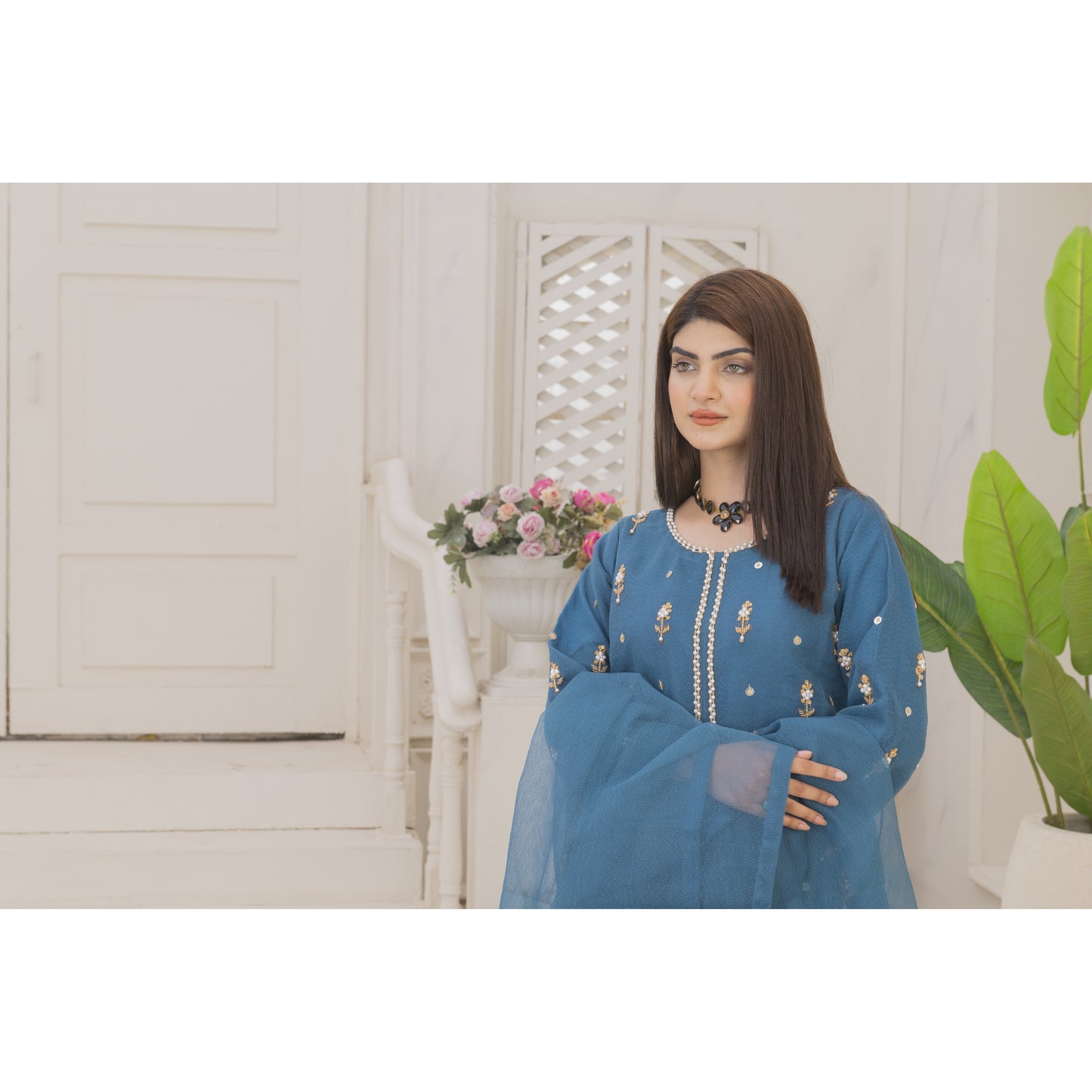 Handmade Neckline Stitched 3-pc