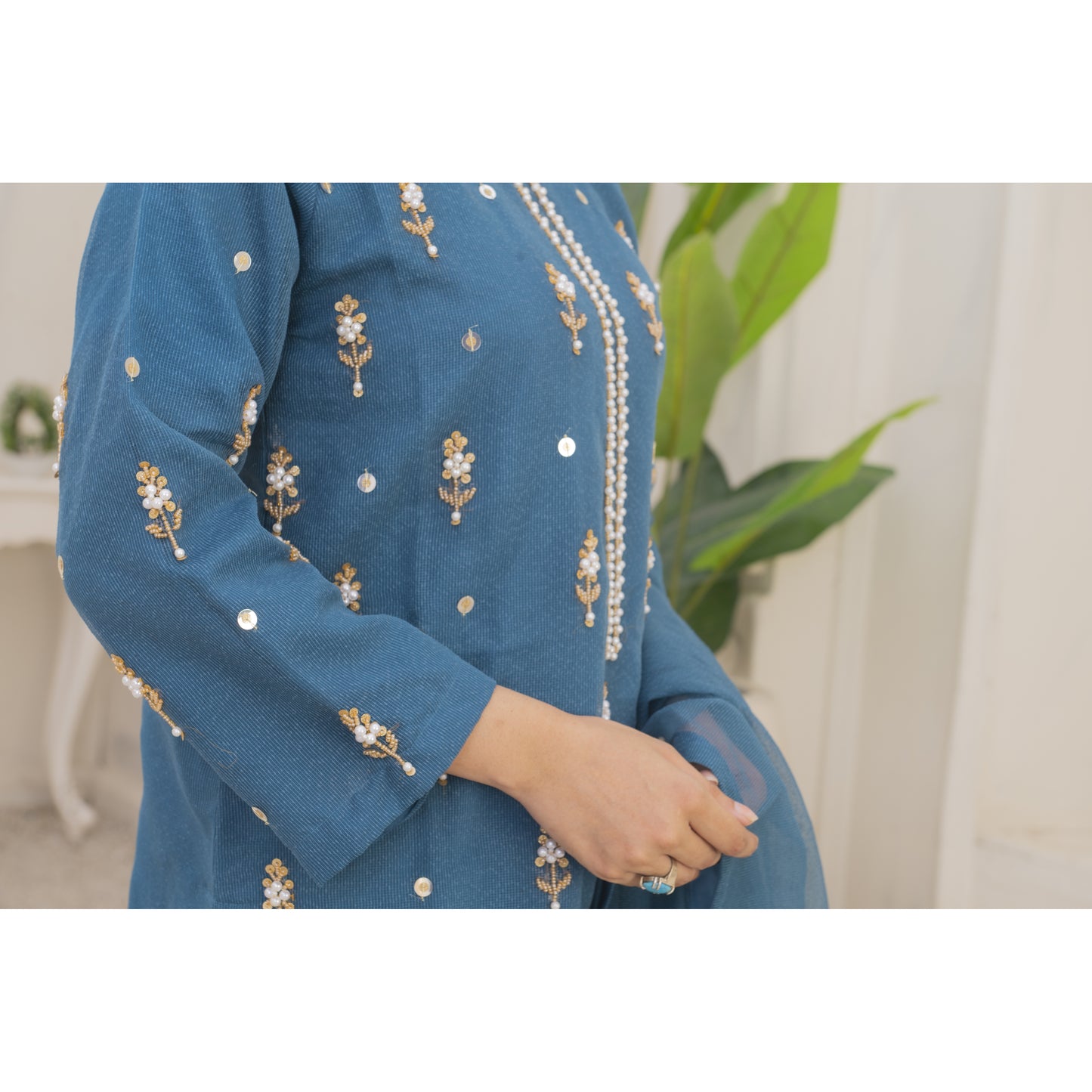 Handmade Neckline Stitched 3-pc